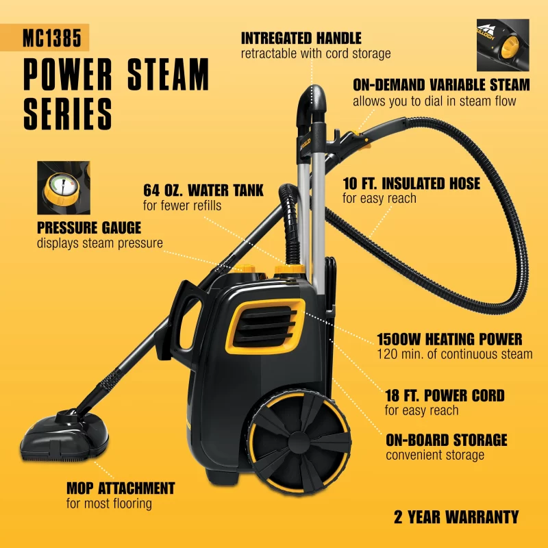 MC1385 Deluxe Canister Steam Cleaner McCulloch Steam