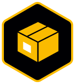 Shipping icon Shipping icon showing an orange shipping box in a black hexagon